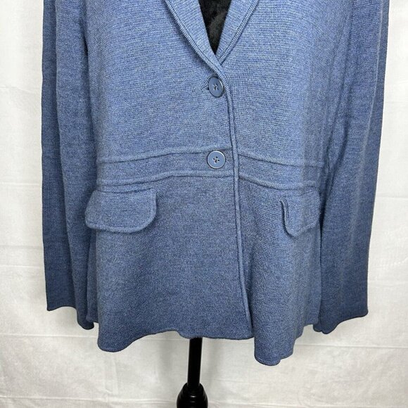 Talbots Womens Sweater Blazer Size L 100% Pure Merino Wool Blue - Picture 3 of 11
